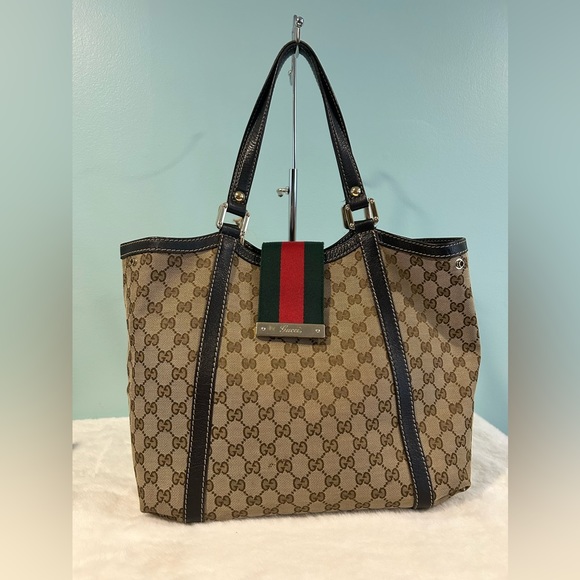 Gucci Sherry Line Tote Bag canvas/leather materials. Authentic and pre-owned - Picture 1 of 14